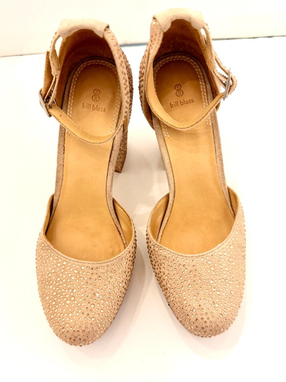 Bill Blass Women's "Ellie" Nude Sequined Platform Heels - Size US 8/UK 36 - Picture 7 of 10